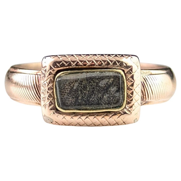 Antique Georgian mourning ring, 9ct rose gold