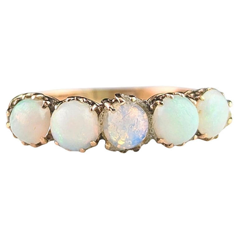 Vintage Opal five stone ring, 10ct rose gold