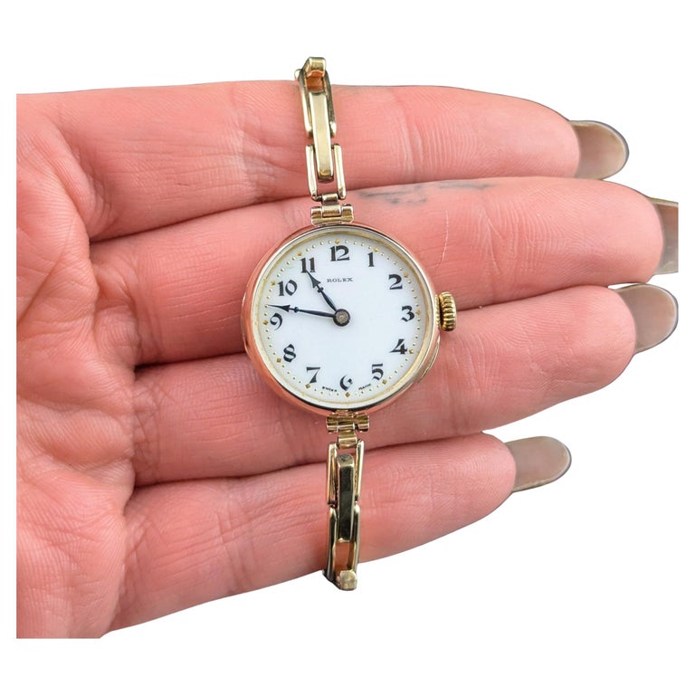 Antique Ladies 9ct gold Rolex wristwatch, bracelet strap, Art Deco