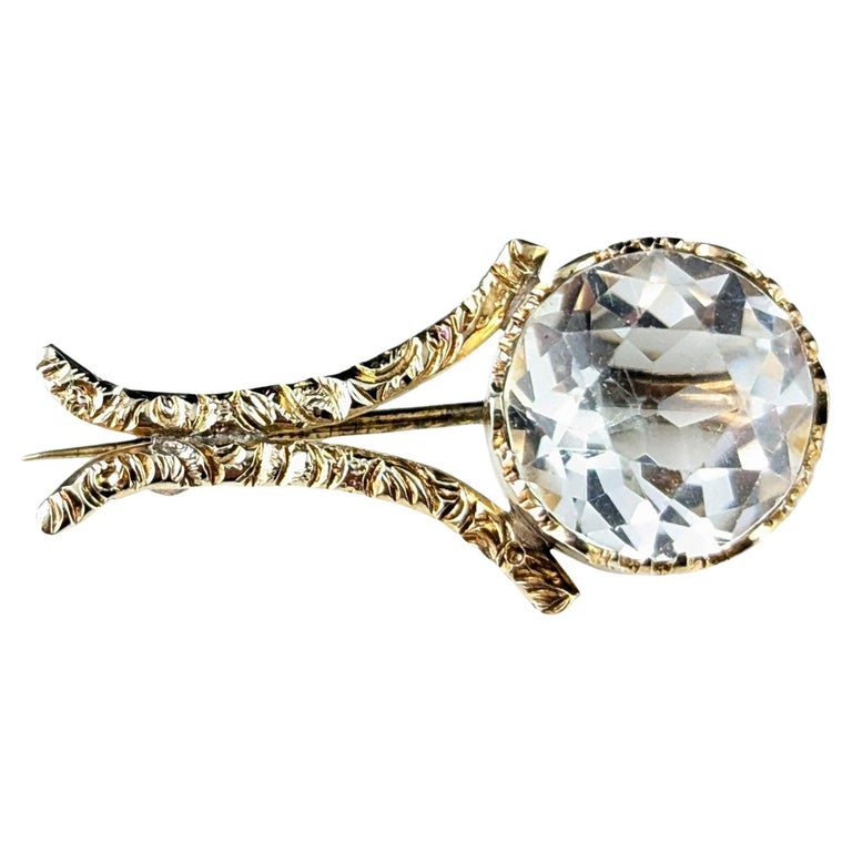 Antique Georgian Rock crystal comet brooch, 9ct gold