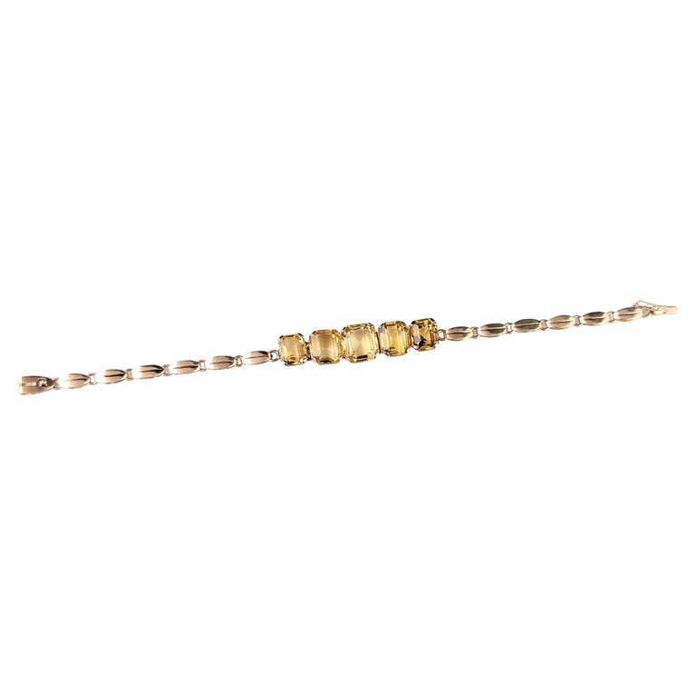 Vintage 9ct gold Citrine bracelet, fancy link