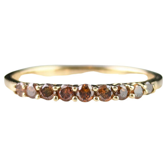 Vintage Fancy brown Diamond half eternity ring, 10ct gold