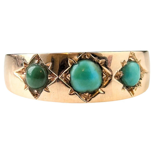 Antique 15ct Rose gold Turquoise gypsy set ring, Victorian