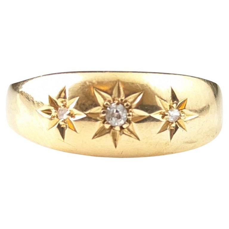 Antique 18ct gold Diamond Gypsy set ring, Star set, Art Deco era