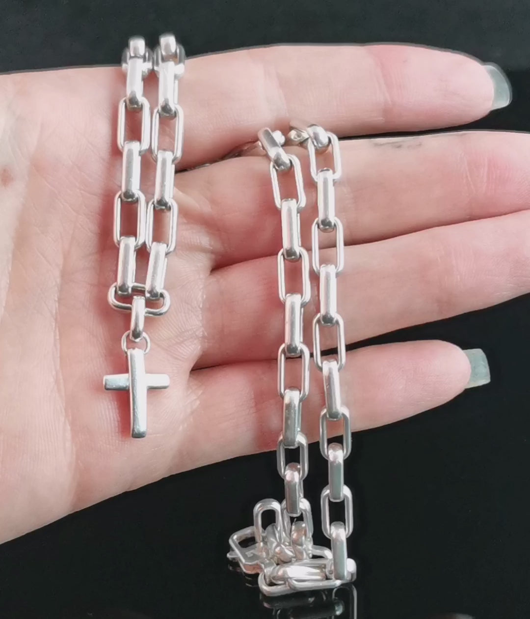 Vintage Chunky silver chain and cross necklace Emporio Armani