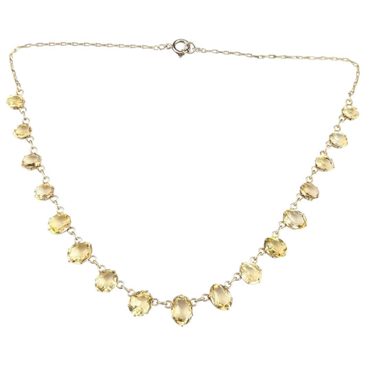 Antique Citrine necklace, silver gilt, Victorian