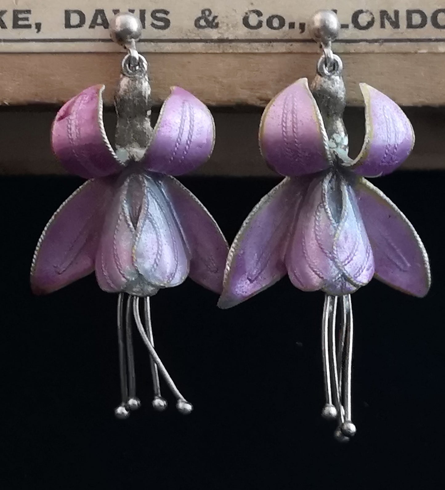 Antique Art Nouveau flower earrings