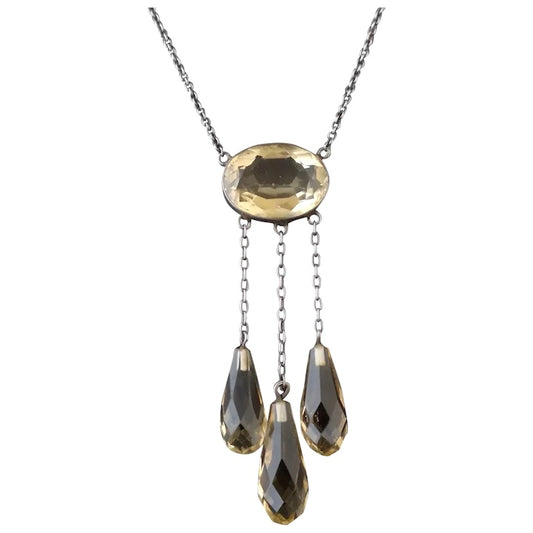 Antique Citrine drop necklace, Art Nouveau