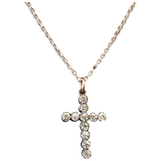 Antique Victorian silver paste cross pendant