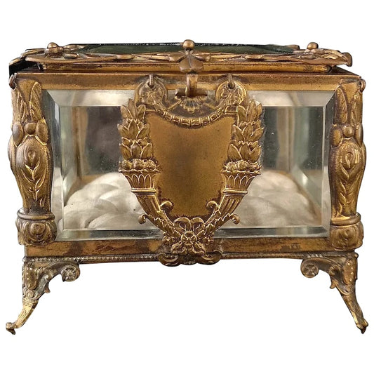 Antique French jewellery casket, ormolu box