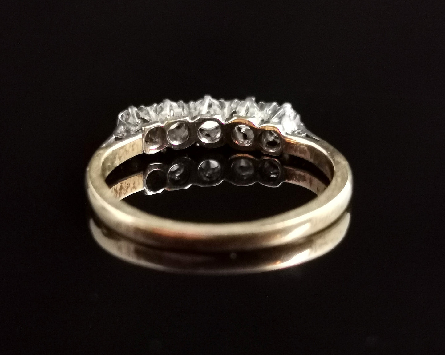 Antique Diamond half hoop ring, five stone, 18ct gold